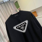 Prada black sweatshirt with large triangle Prada Milano logo print