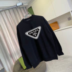 Prada black long-sleeve sweatshirt with triangle logo on chest