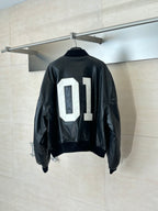 Balenciaga long jacket, black bomber with large back 01 logo