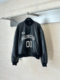 Balenciaga long jacket, black bomber with front BALENCIAGA 01 graphic