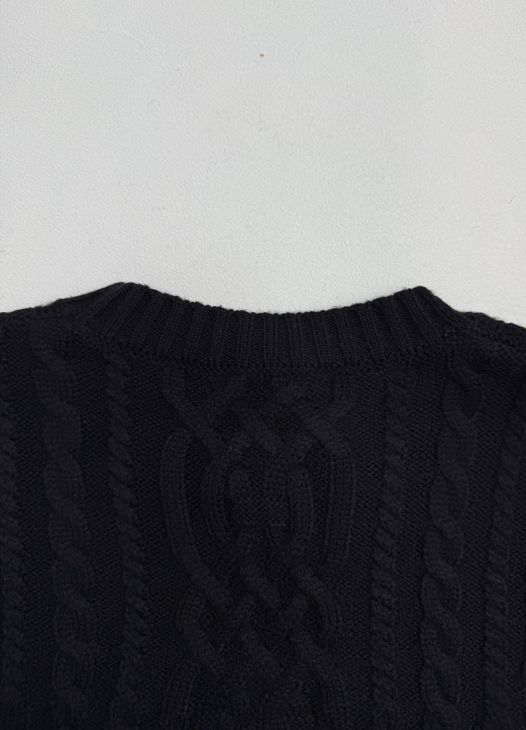 Versace black knit sweater back with cable-knit texture