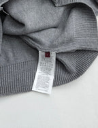 Gucci knit sweater care label inside on gray ribbed collar