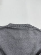 Gucci knit sweater back neckline and shoulder, gray ribbed knit