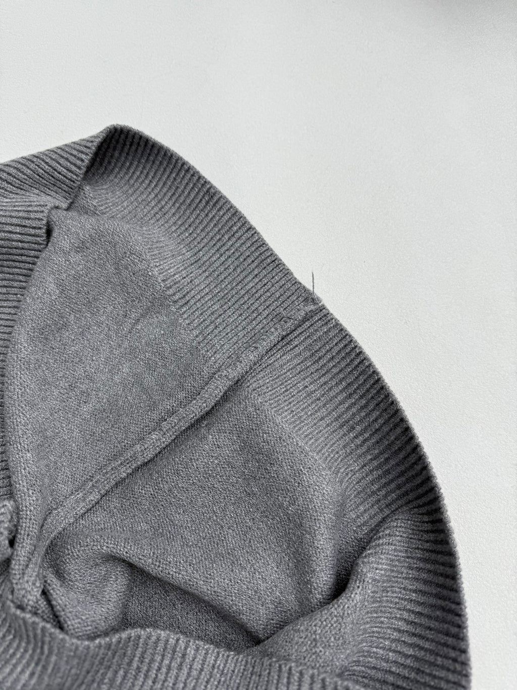 Gucci knit sweater folded shoulder detail with ribbed texture, gray