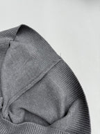 Gucci knit sweater folded shoulder detail with ribbed texture, gray