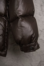 Burberry long padded jacket sleeve, dark brown with snap button cuff detail