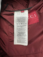 Gucci jacket care label inside burgundy lining
