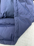 Quilted puffer jacket shoulder and sleeve panels, dark blue