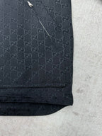 Gucci long jacket sleeve hem detail, dark with GG pattern and cuff stitch