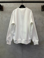 White crewneck sweatshirt, back view