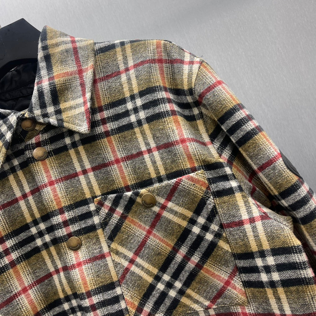 Burberry plaid overshirt with buttoned chest yoke and flap pockets