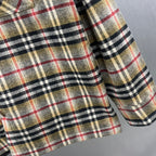 Burberry plaid overshirt pocket and buttoned front placket detail