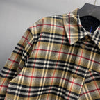 Burberry multi-color plaid overshirt, front view with button placket and collar