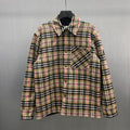 Burberry plaid button-up overshirt with pointed collar and chest flap pocket