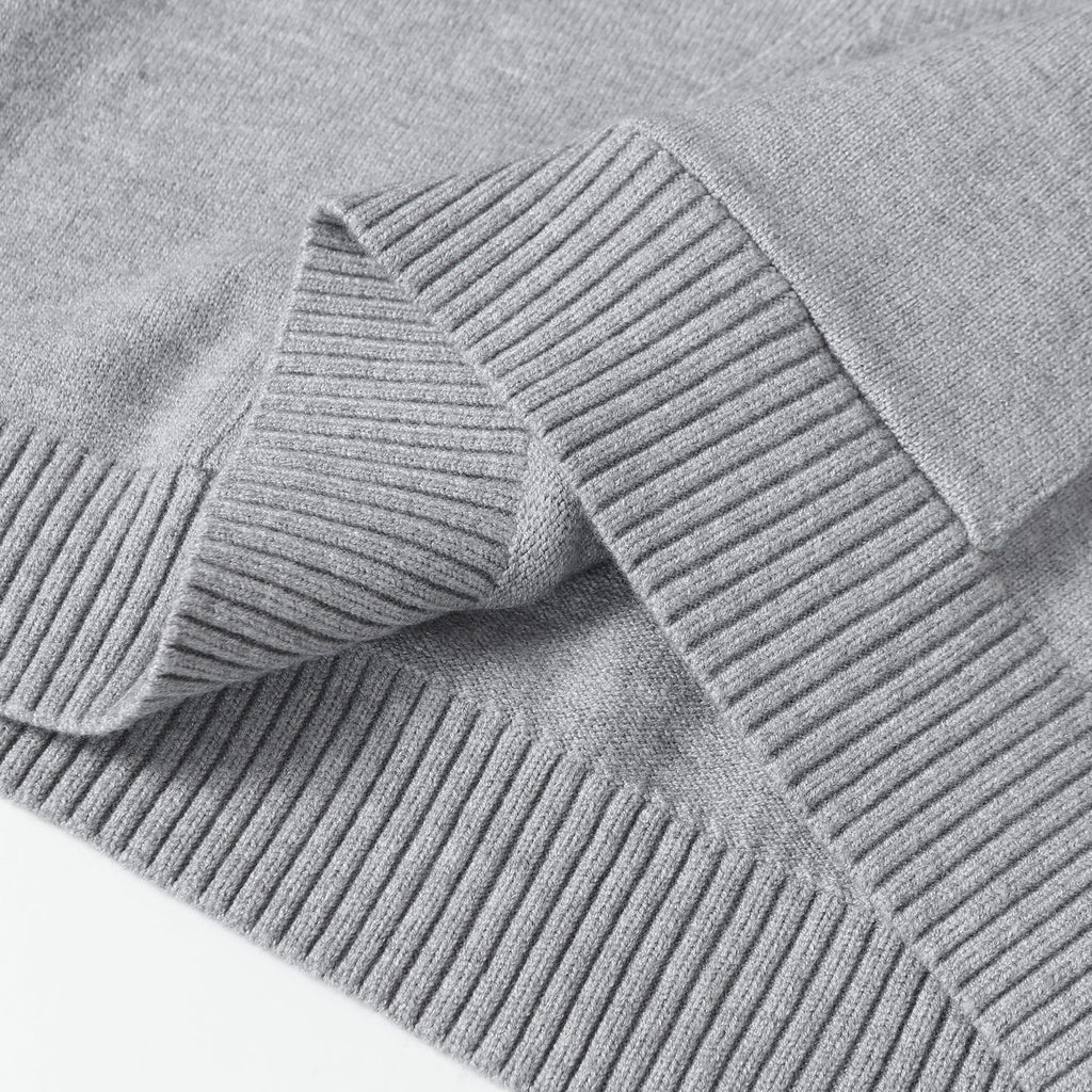 Light gray ribbed knit cuffs and hem on a pullover hoodie