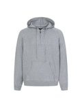 Light gray long-sleeve pullover hoodie with hood and front pouch pocket