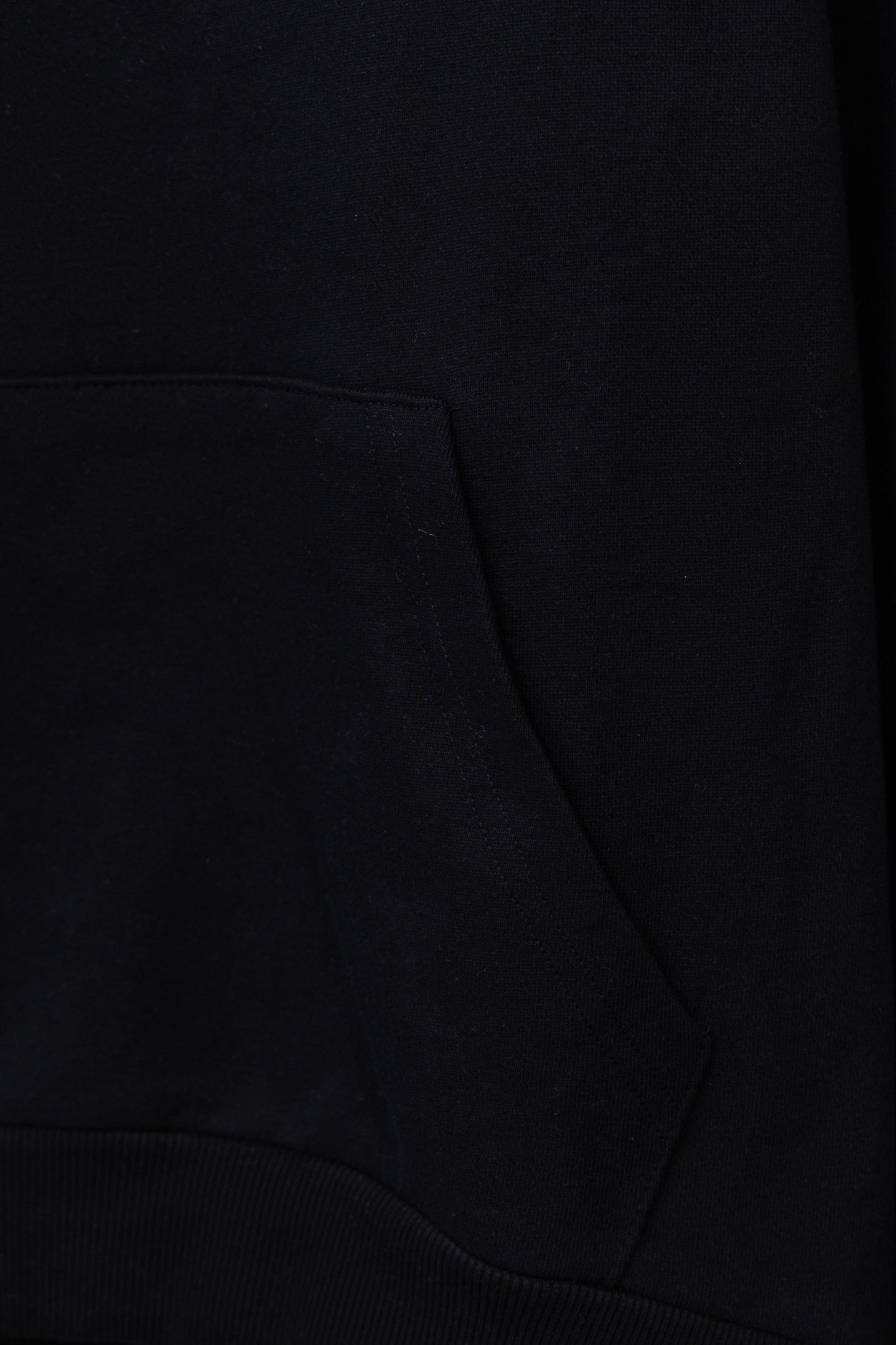 Dior black hoodie front pocket with ribbed hem and stitch seams