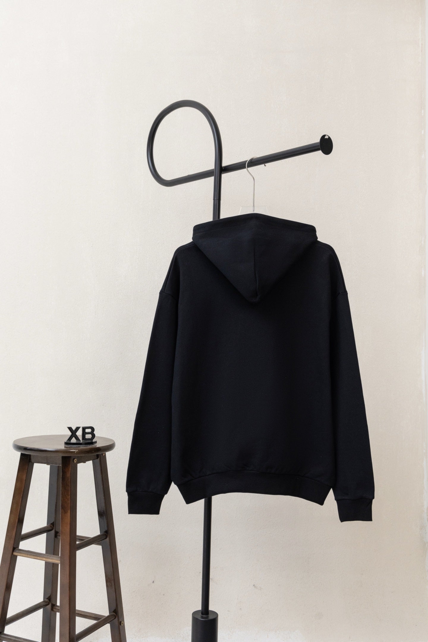 Dior black long-sleeve hoodie with hood, no front graphic on back