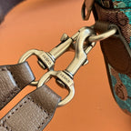 Metal hook and strap connector for Gucci crossbody bag, brown leather strap