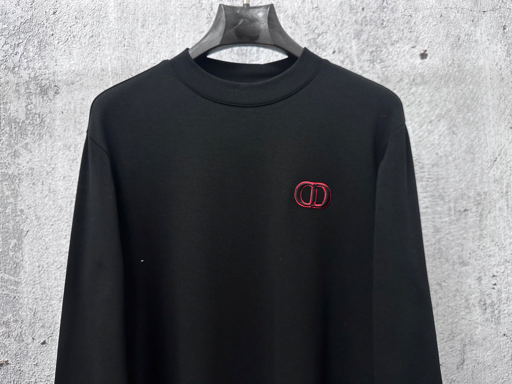 Black Dior long-sleeve crewneck sweatshirt with small chest CD logo
