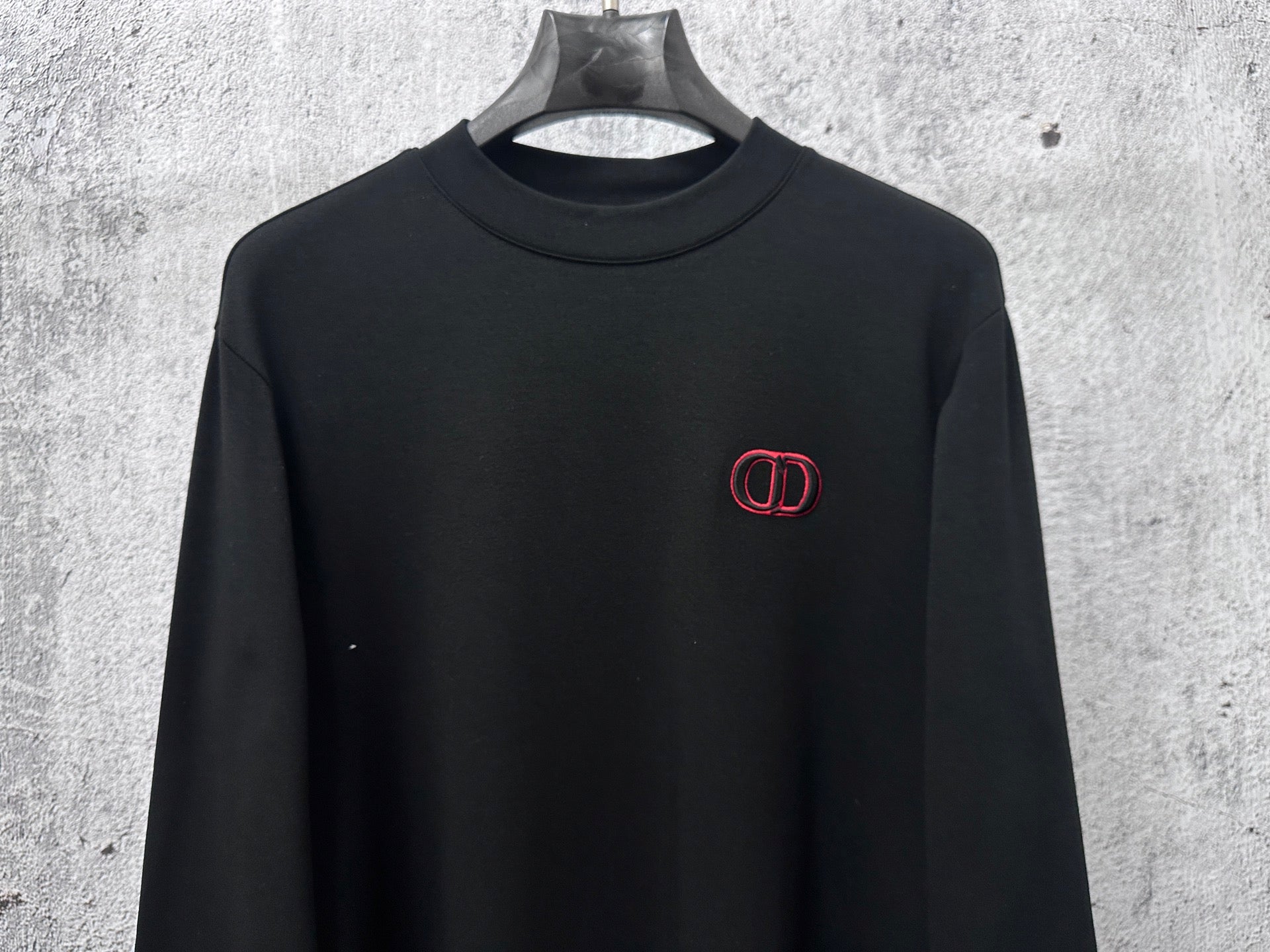 Black Dior long-sleeve crewneck sweatshirt with small chest CD logo
