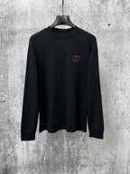 Black Dior long-sleeve crewneck sweatshirt with red embroidered CD logo