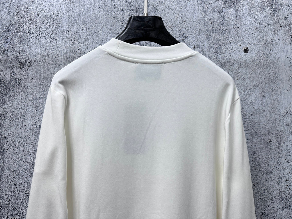 White long-sleeve sweatshirt, back view with plain design