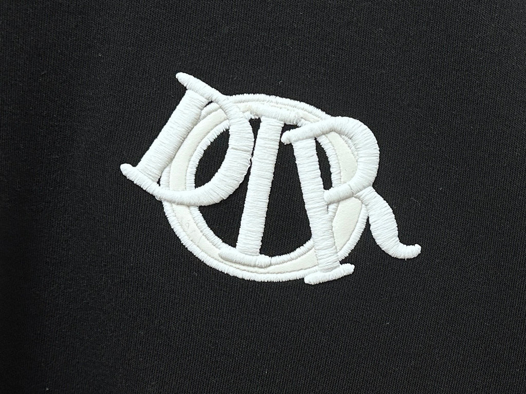 Dior monogram embroidery in white on black sweatshirt