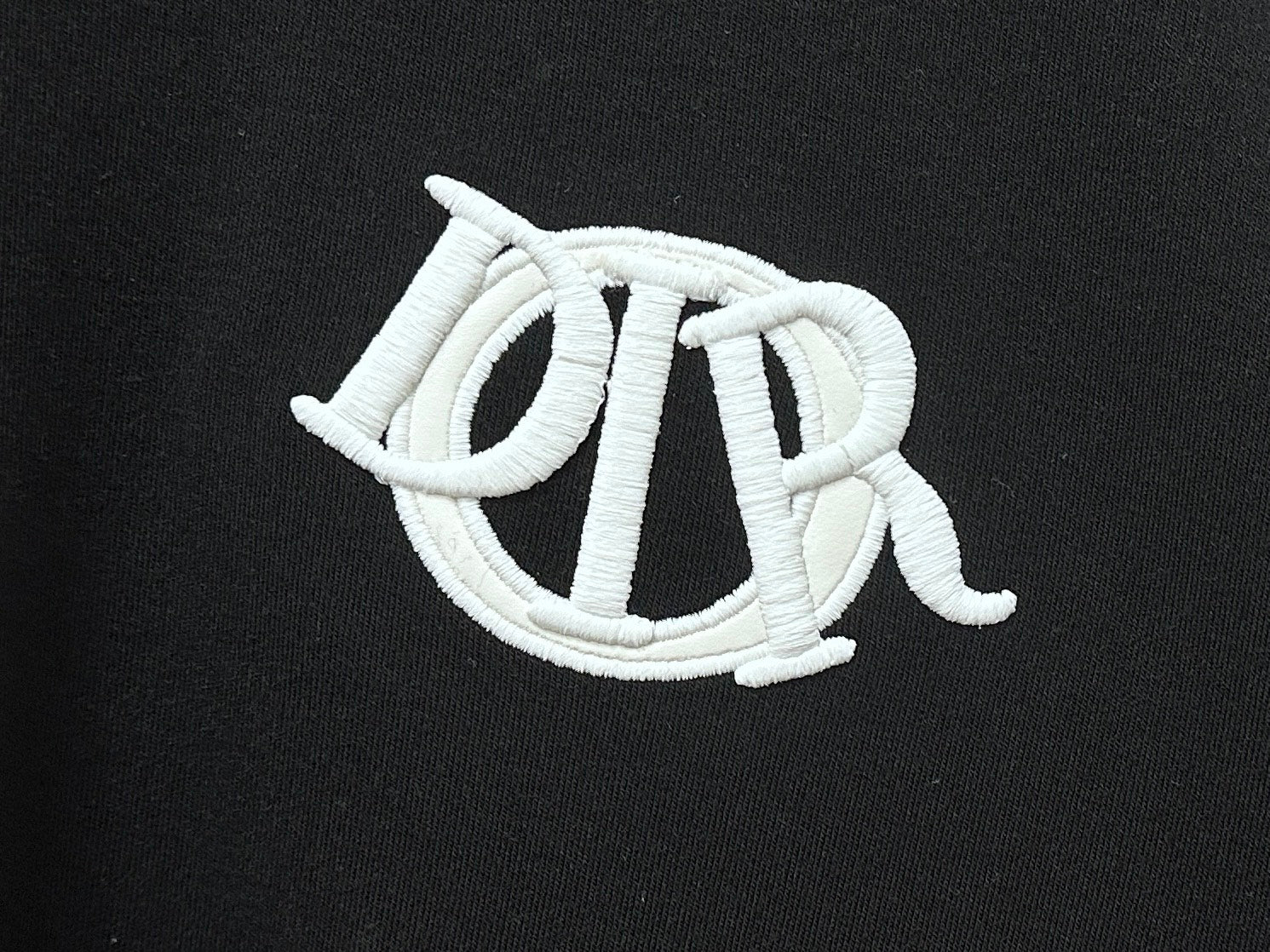 Dior monogram embroidery in white on black sweatshirt