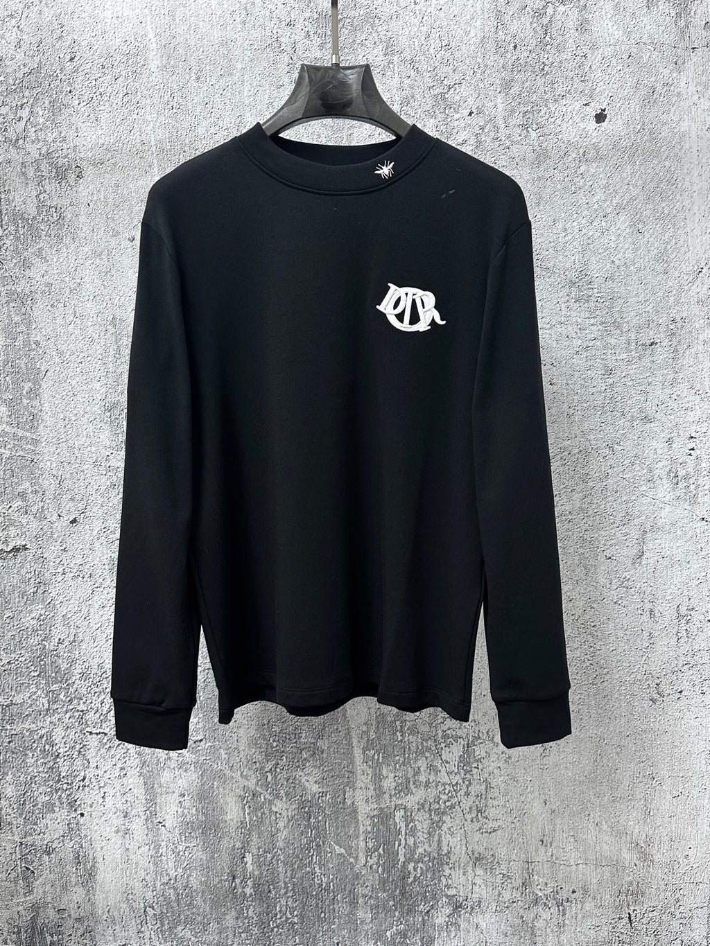 Dior long-sleeve sweatshirt, black with white chest logo embroidery