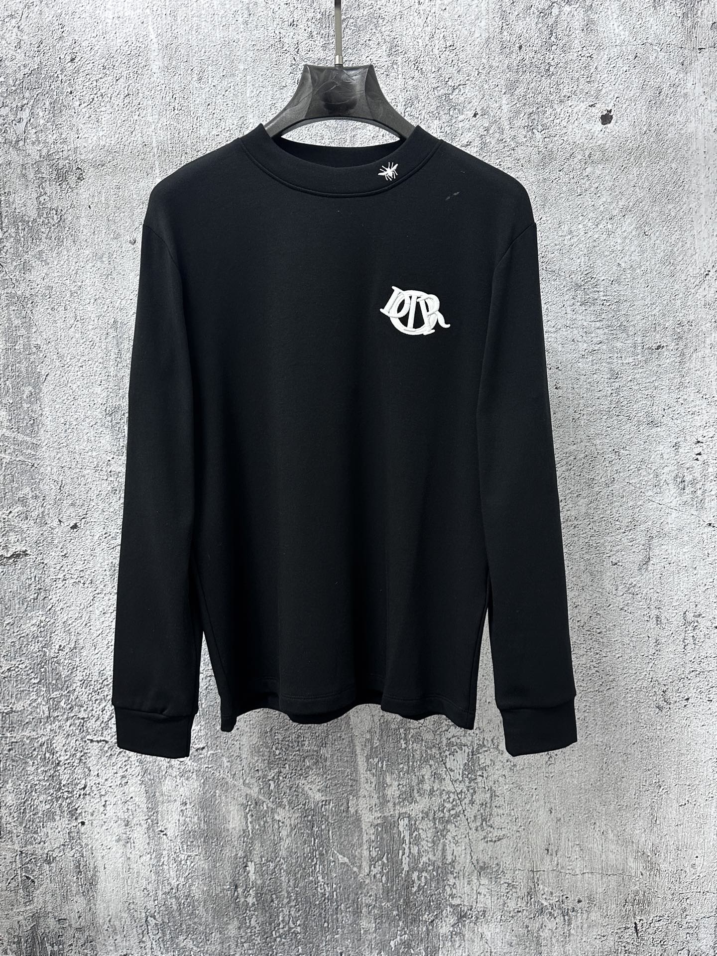 Dior long-sleeve sweatshirt, black with white chest logo embroidery