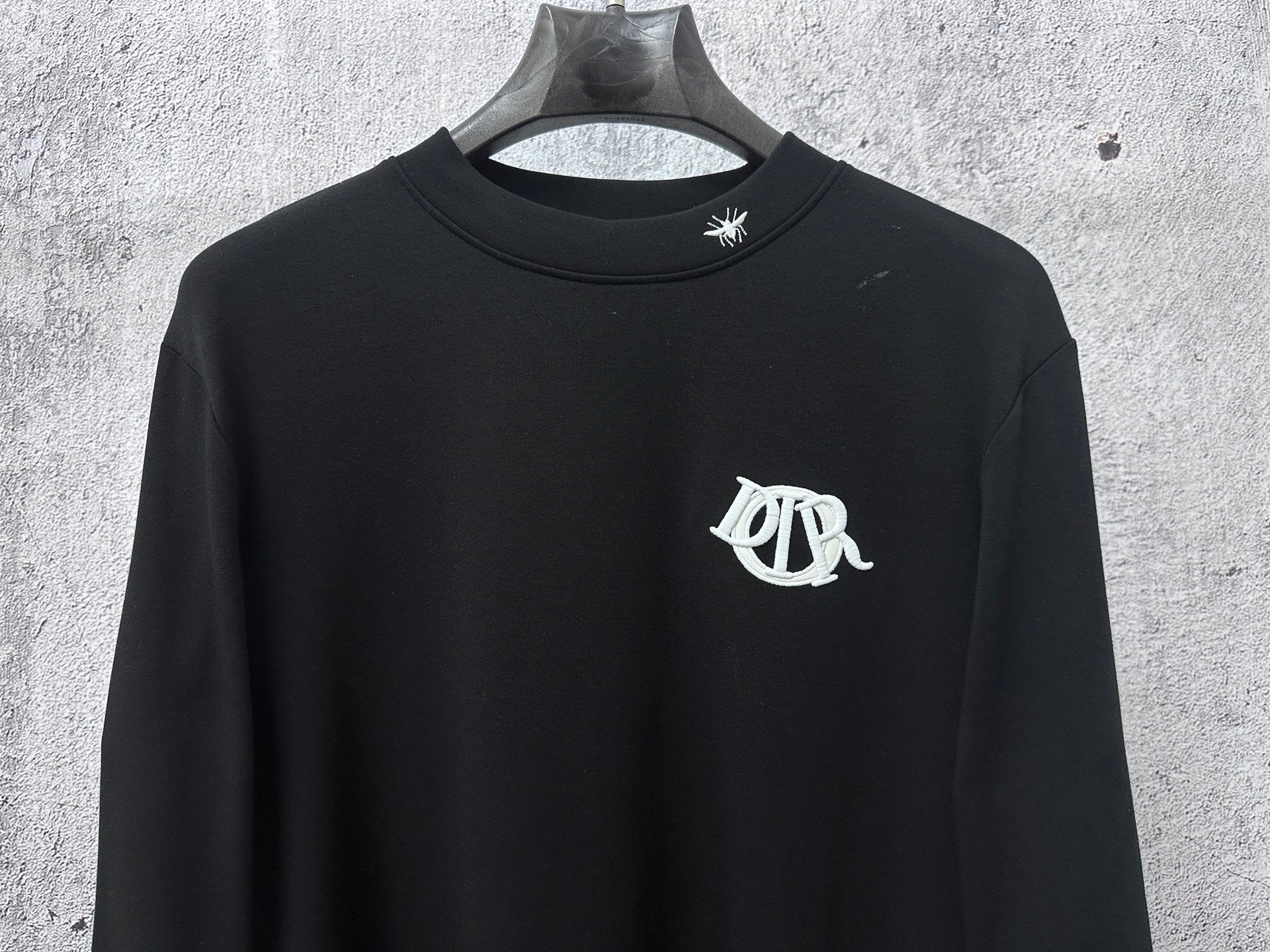 Dior long-sleeve sweatshirt, black with white Dior monogram chest logo