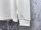 White sweatshirt sleeve hem and cuff detail.