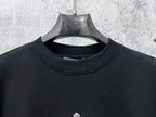 Black long-sleeve sweatshirt crew neck and inner neckline seam detail