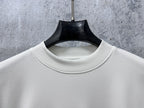 White long-sleeve sweatshirt with ribbed crew neck