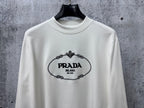 White long-sleeve sweatshirt with PRADA Milano logo detail