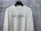 Cream long-sleeve sweatshirt with PRADA Milano front logo