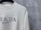 Cream sweatshirt neckline with PRADA Milano logo detail