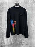 Louis Vuitton long-sleeve sweatshirt, black crewneck with colorful graphic on front