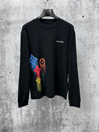 Louis Vuitton long-sleeve sweatshirt, black crewneck with colorful graphic on front