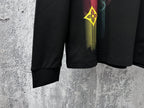 Louis Vuitton long-sleeve sweatshirt lower front, black cuffs with colorful vertical graphic