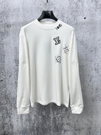 Louis Vuitton long-sleeve crewneck shirt in white with front logo and graphic print