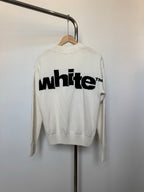 Off-white logo knit sweater in off-white with black “white” graphic on the back