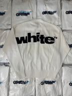 Off-White™ knit sweater back, off-white with large black "white" logo