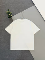 White short-sleeve T-shirt on hanger with minimal chest triangle logo