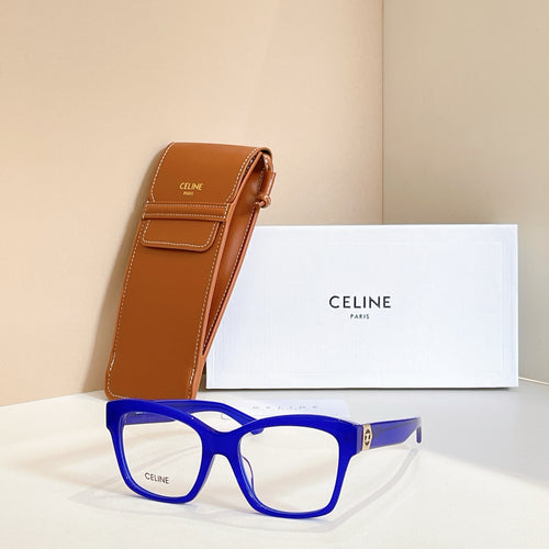 Celine glasses with blue square frames and clear lenses