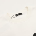 White sweatshirt crew neck with ribbed collar and inner neck label