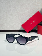 Prada glasses, dark frames with dark lenses