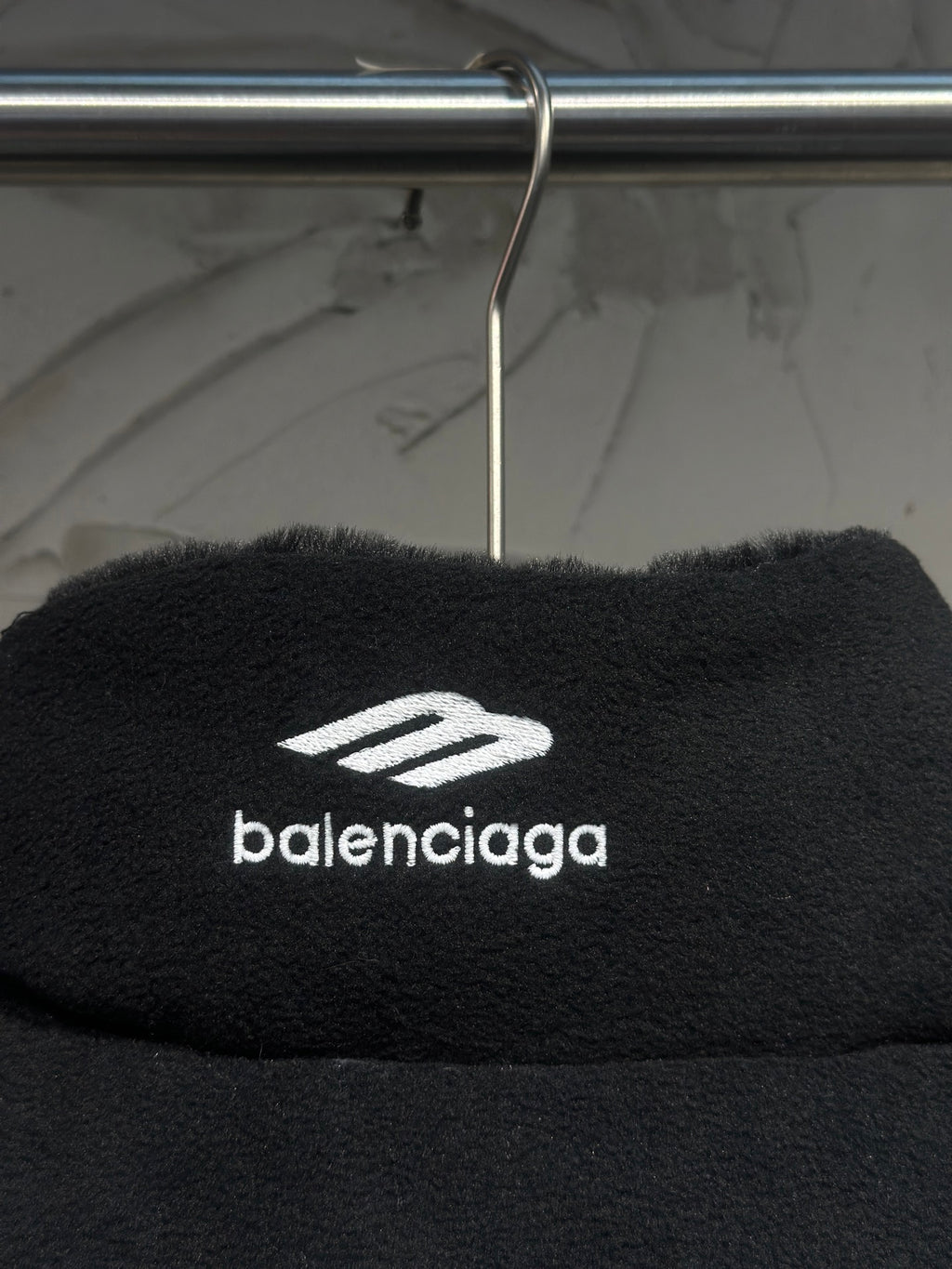 Black hood with Balenciaga logo patch in white