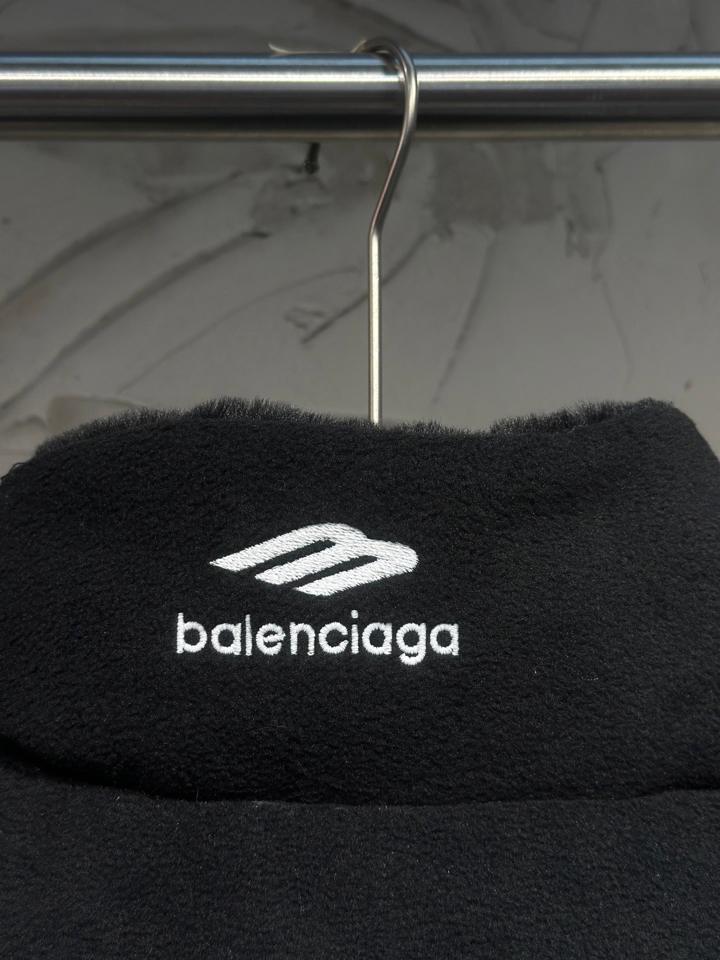 Black hood with Balenciaga logo patch in white